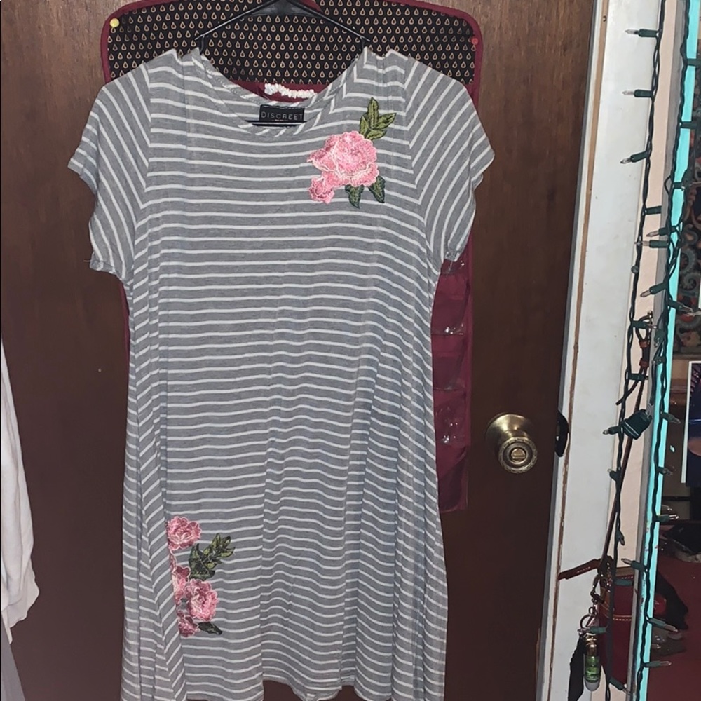 Grey stripped and floral dress